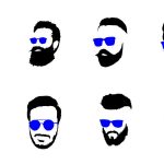 8 Hipster Beard Glasses Silhouette Vector