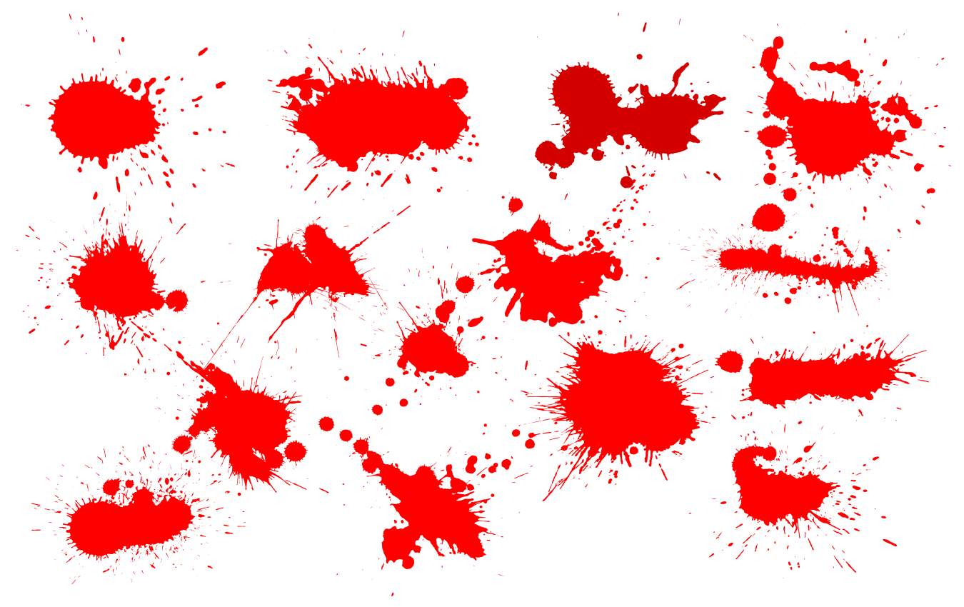 15 Red Paint Splatters (PNG Transparent)