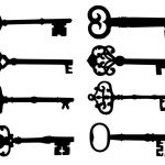 8 Skeleton Key Silhouettes (PNG Transparent)