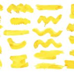 22 Yellow Watercolor Brush Stroke (PNG Transparent)
