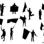 10 Person with Flag Silhouette (PNG Transparent)