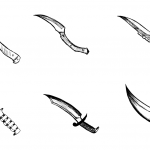 6 Knife Drawing (PNG Transparent)