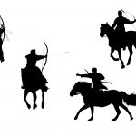 4 Horse Archer Silhouette (PNG Transparent)
