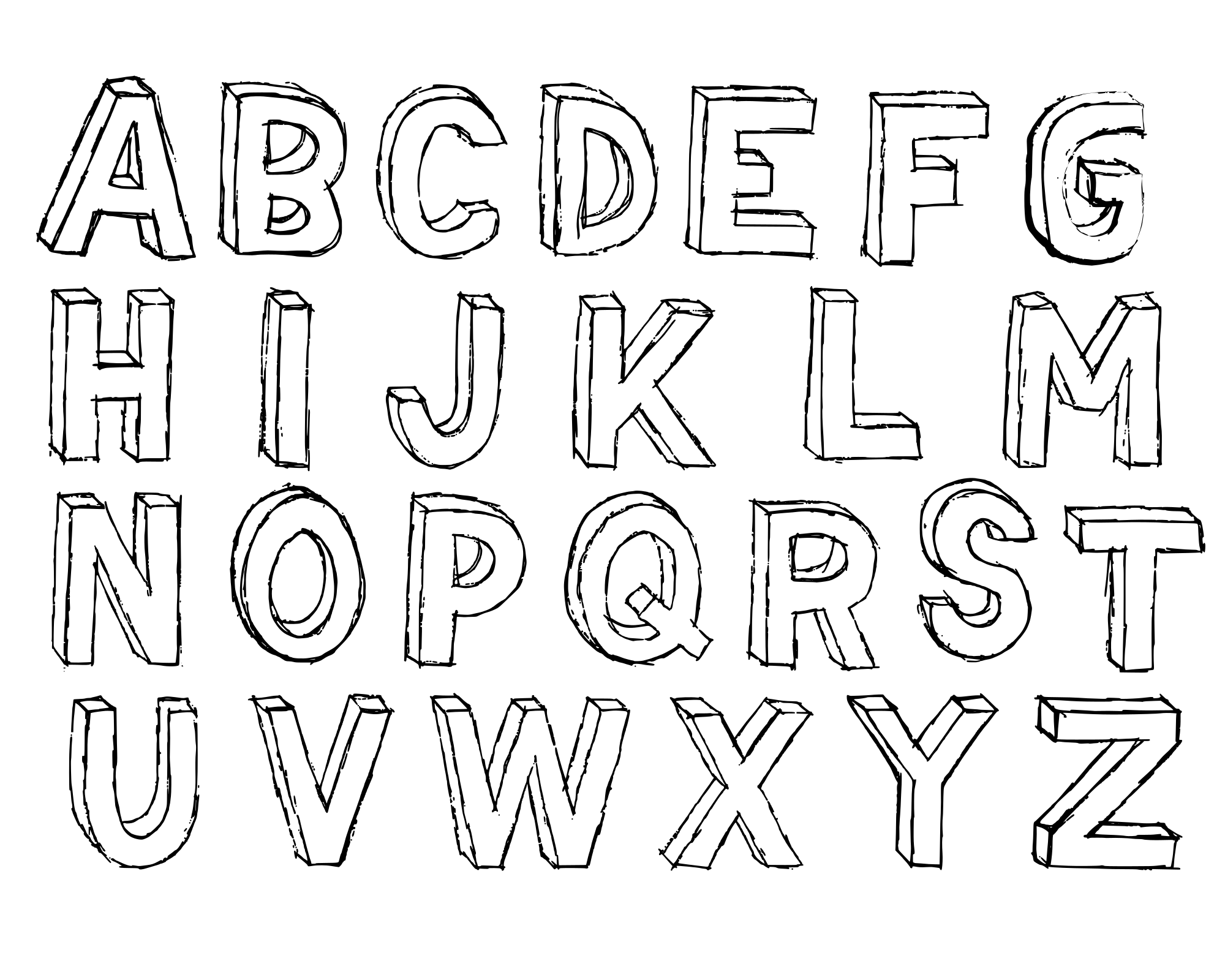 Шрифт распечатать крупным шрифтом. Объемный шрифт. Шрифты для рисования. Красивый объемный шрифт. Английский алфавит с объемными буквами.