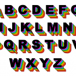 Retro 80’s Rainbow Alphabet Vector (PNG Transparent, SVG)