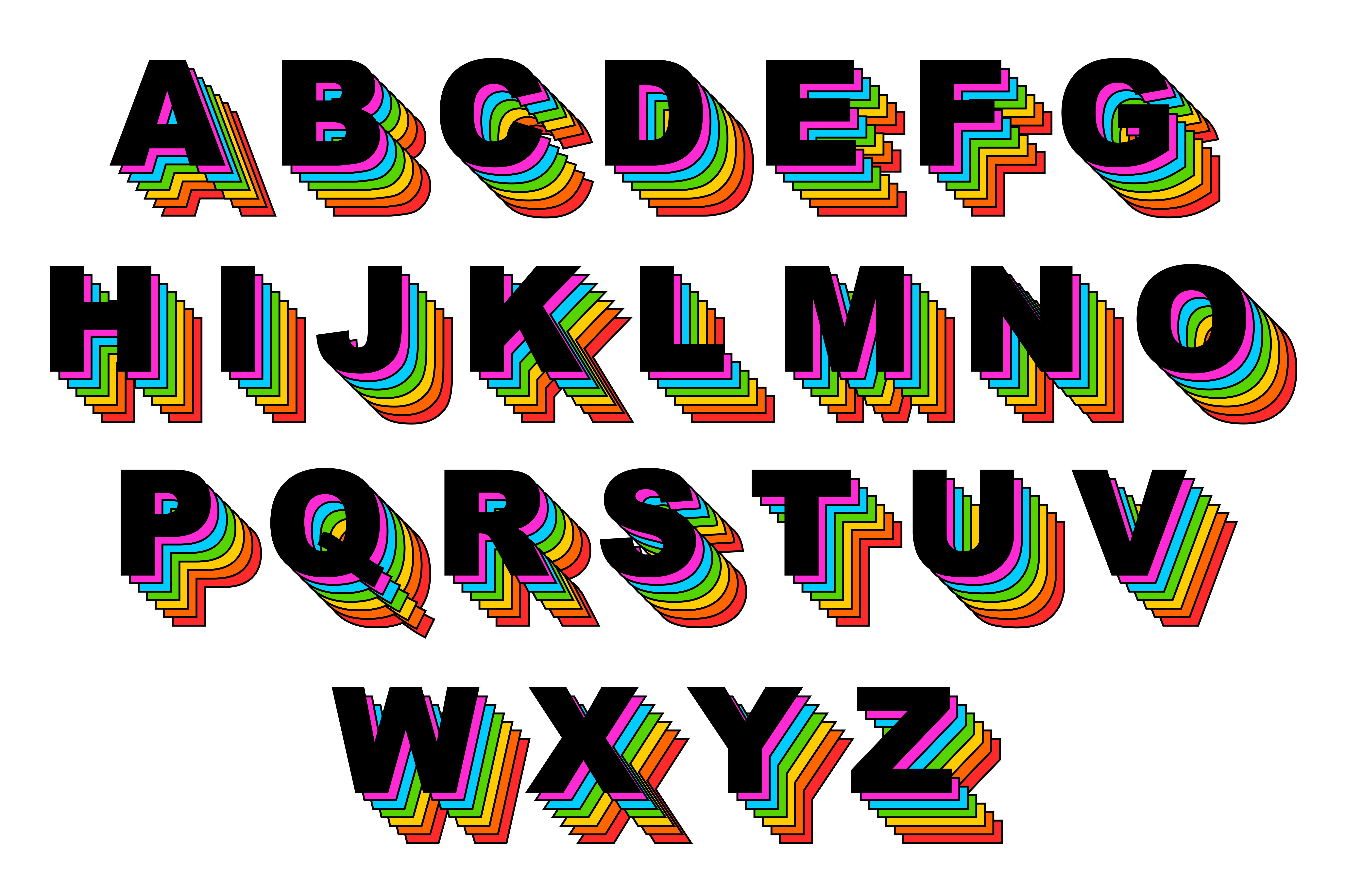 Retro 80 S Rainbow Alphabet Vector Png Transparent Svg