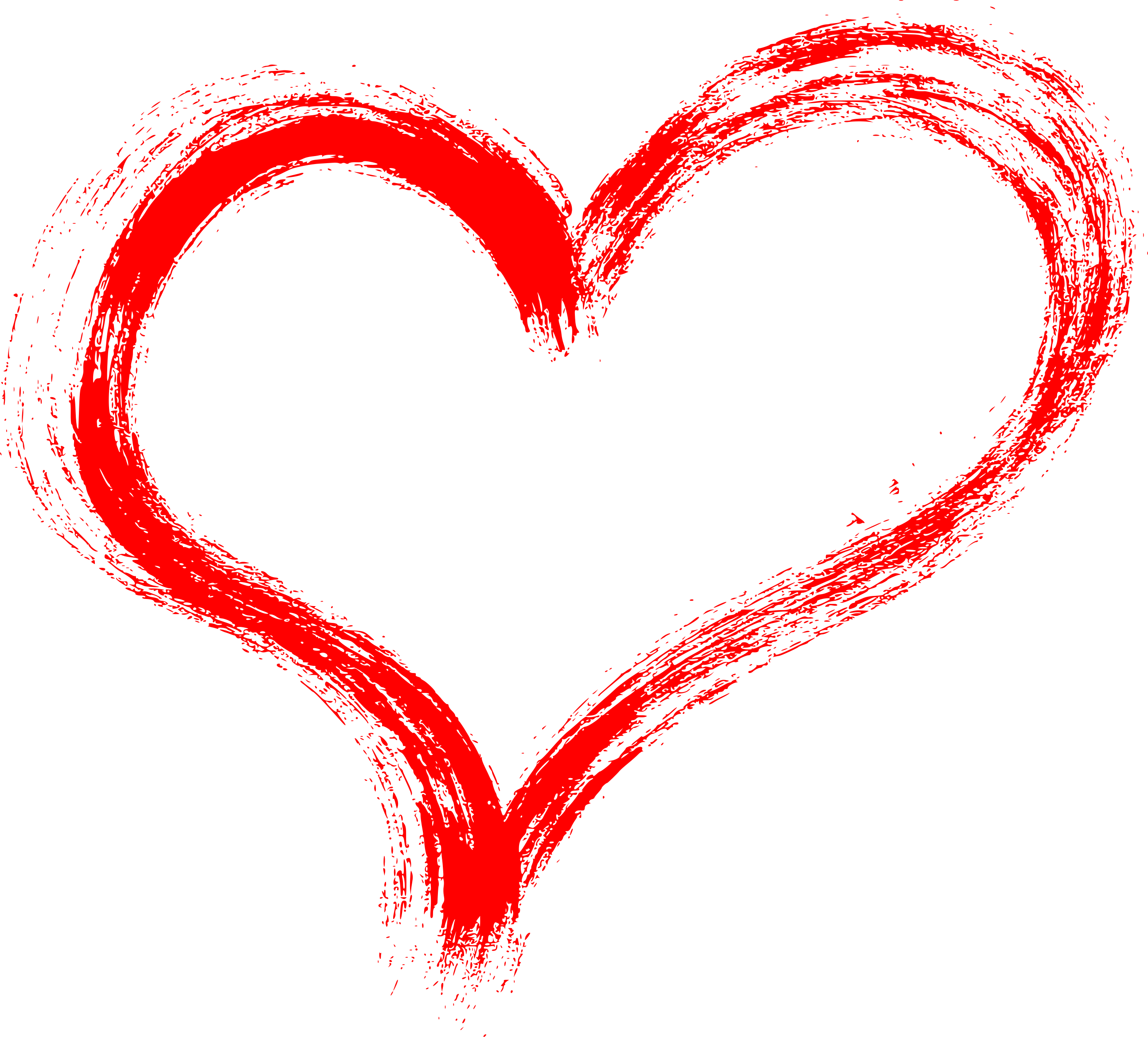 10 Red Grunge Brush Stroke Heart (PNG Transparent) .