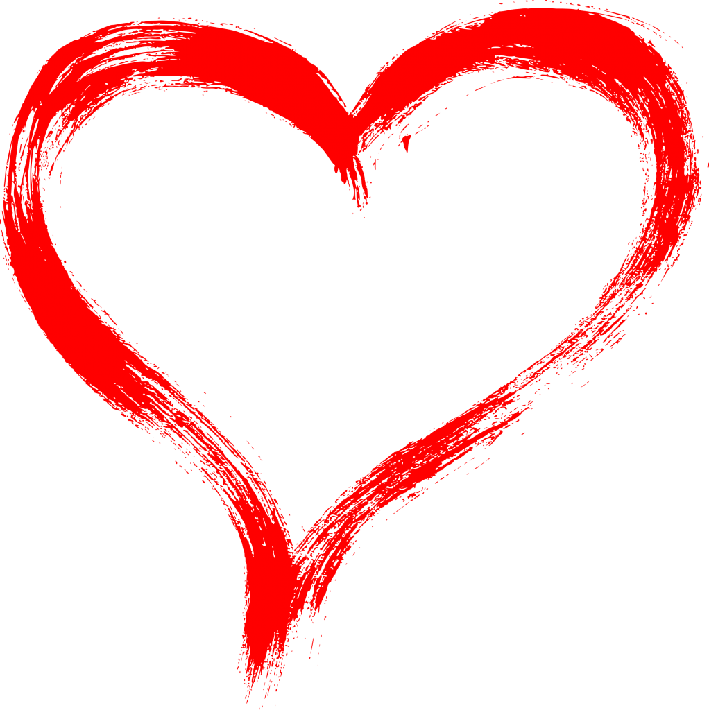 10 Red Grunge Brush Stroke Heart (PNG Transparent)