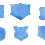 6 Blue Watercolor Label (PNG Transparent)