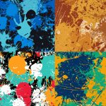 4 Colorful Splatter Pattern Tile (PNG)