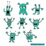 8 Cartoon Monster Vector (EPS, SVG, PNG Transparent)