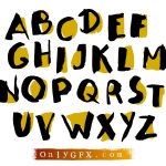 Cartoon Brush Stroke Alphabet Vector (EPS, SVG)
