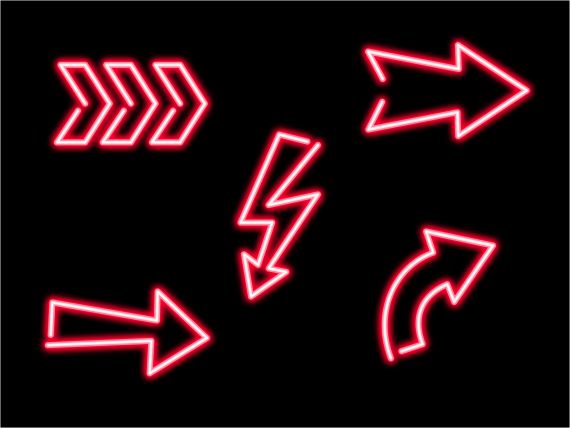 Red Neon Arrow (PNG Transparent)
