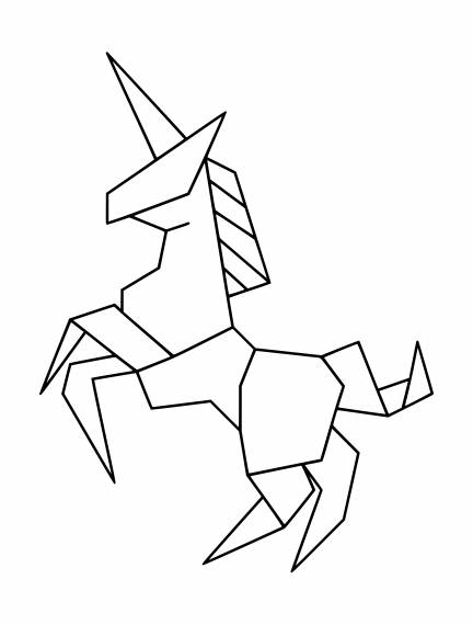 Unicorn Origami PNG Transparent SVG Vector
