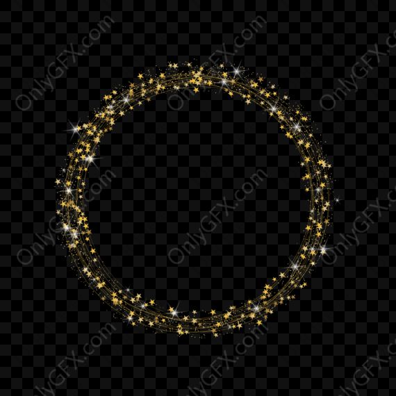 Circle Frame Glitter Glowing Star (PNG Transparent)