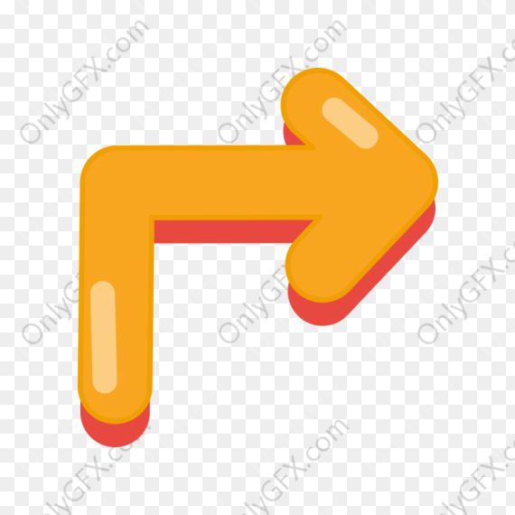 Cute Cartoon Orange Arrow (PNG Transparent)