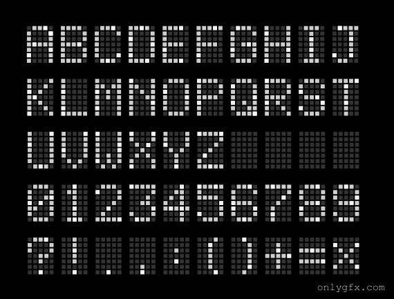 Terminal Led Board Panel Letters And Numbers White Vector (EPS, SVG)