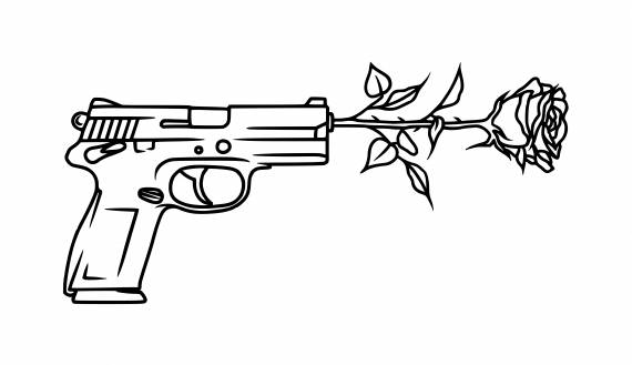 Gun Rose Tattoo PNG Transparent SVG Vector