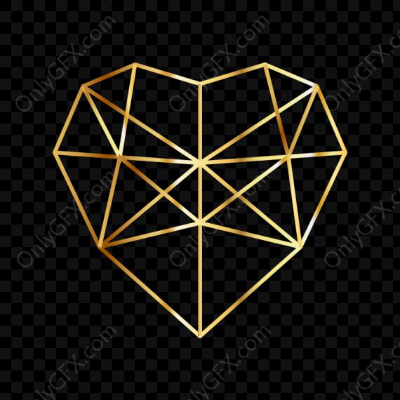 Polygonal Gold Heart (PNG Transparent)