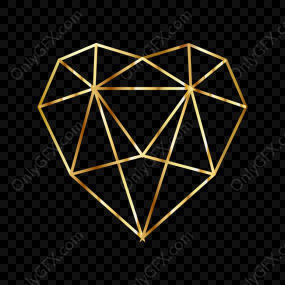 Polygonal Gold Heart (PNG Transparent)