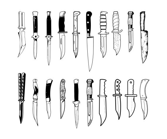 Knife Tattoo Set Vector (EPS, SVG)