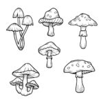 Mushroom Tattoo Vector (EPS, SVG)