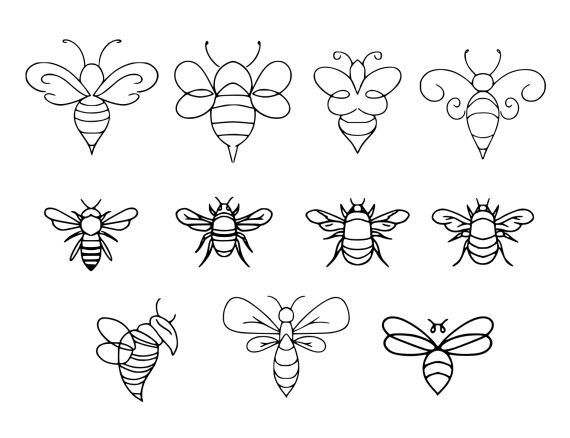 Bee Line Small Tattoo Vector (EPS, SVG)