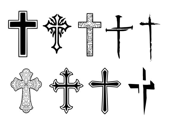 Premium Vector | Tribal christian cross logo tattoo design stencil vector  illustration