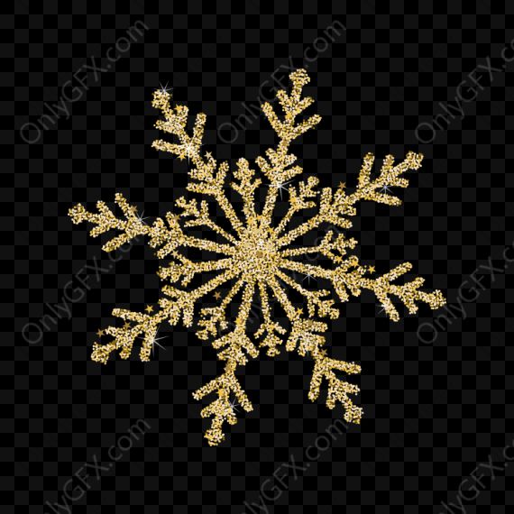 Gold Glitter Snowflake (PNG Transparent)
