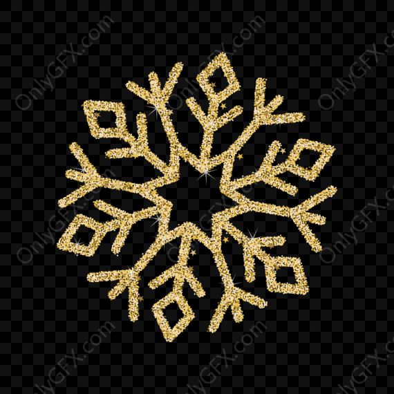 Gold Glitter Snowflake (PNG Transparent)