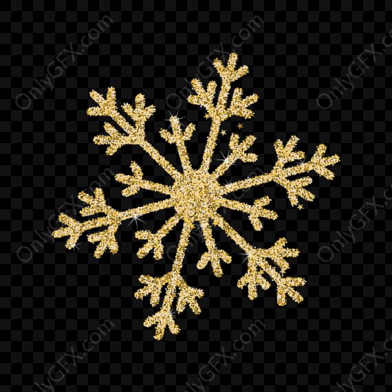 Gold Glitter Snowflake (PNG Transparent)