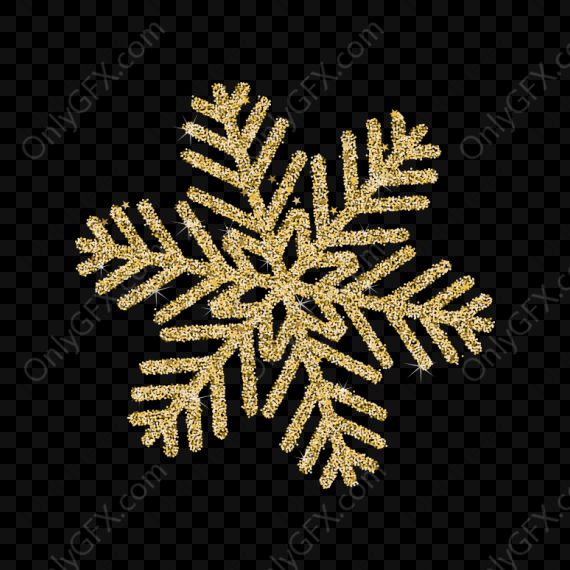 Gold Glitter Snowflake (PNG Transparent)
