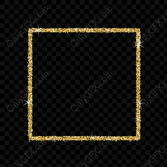 Realistic Gold Glitter Frame (PNG Transparent)