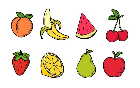 Fruits Drawing Clipart Set (PNG Transparent) 