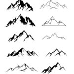 Mountain Tattoo Set Vector (EPS, SVG)