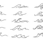 Ocean Wave Small Tattoo Set Vector (EPS, SVG)