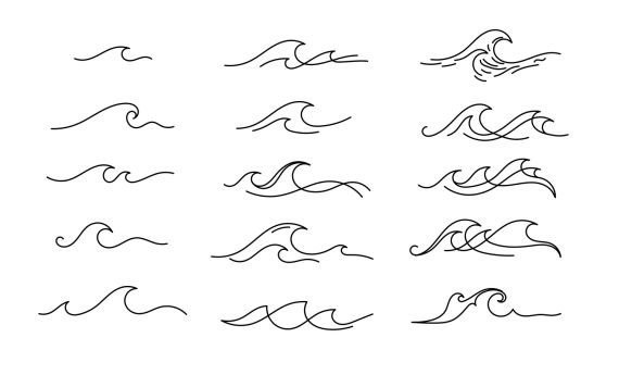 Ocean Wave Small Tattoo Set Vector (EPS, SVG)