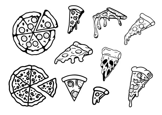 Pizza Tattoo Set Vector (EPS, SVG)