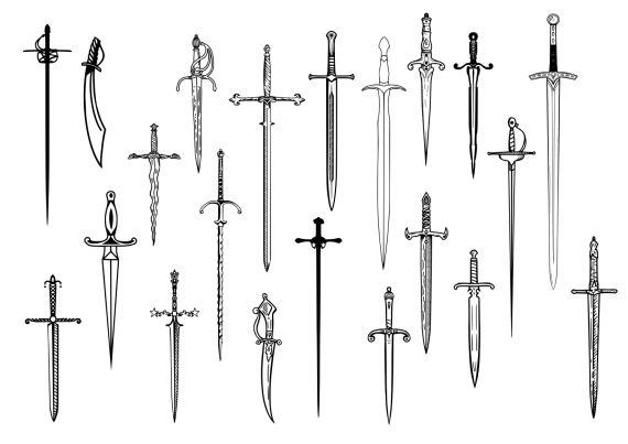 Sword Dagger Tattoo Set Vector (EPS, SVG)