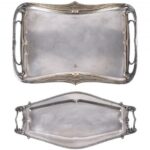 Vintage Serving Tray Silver Top View PNG Transparent