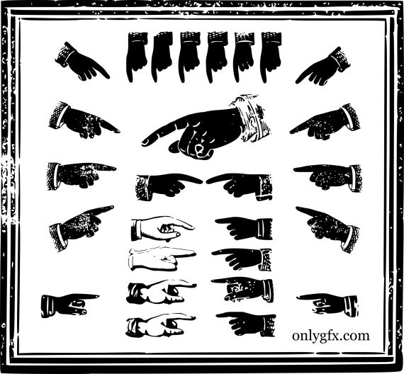 Pointing Finger Icons Old Newspaper Ads Vector (EPS, SVG)