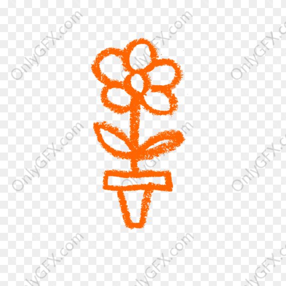 Crayon Chalk Flower Drawing (PNG Transparent)