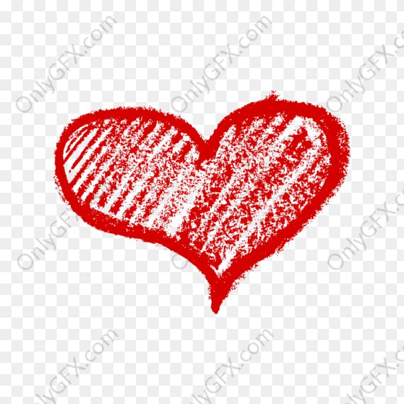 Crayon Chalk Heart Drawing (PNG Transparent)