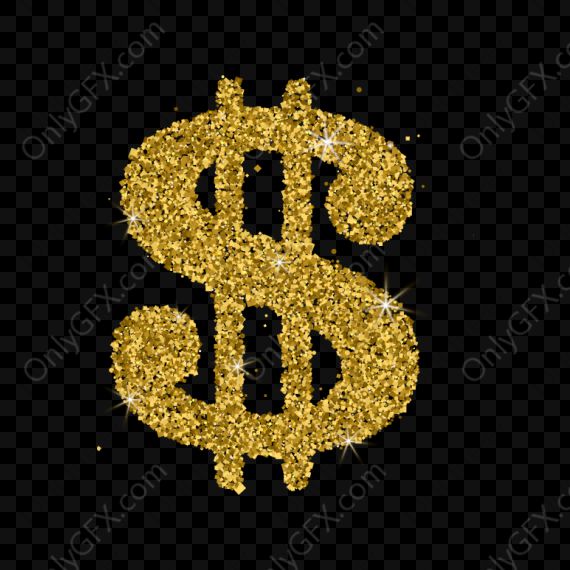 Dollar Sign Gold Glitter (PNG Transparent)