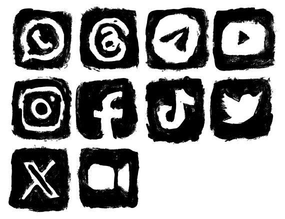 Grunge Social Media Icons (PNG Transparent)