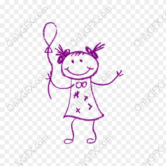 Kids Crayon Drawing (PNG Transparent)