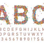 Colorful Confetti Alphabet and Numbers (PNG Transparent)