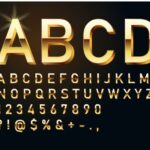 Gold Luxury 3D Metal Alphabet and Numbers Vector (EPS, SVG)