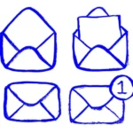 Envelope Mail Icons Ink Brush Stroke Doodle Drawing Vector Set (SVG)