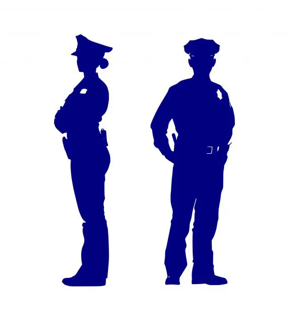 Police Woman And Man Silhouette Vector (SVG)